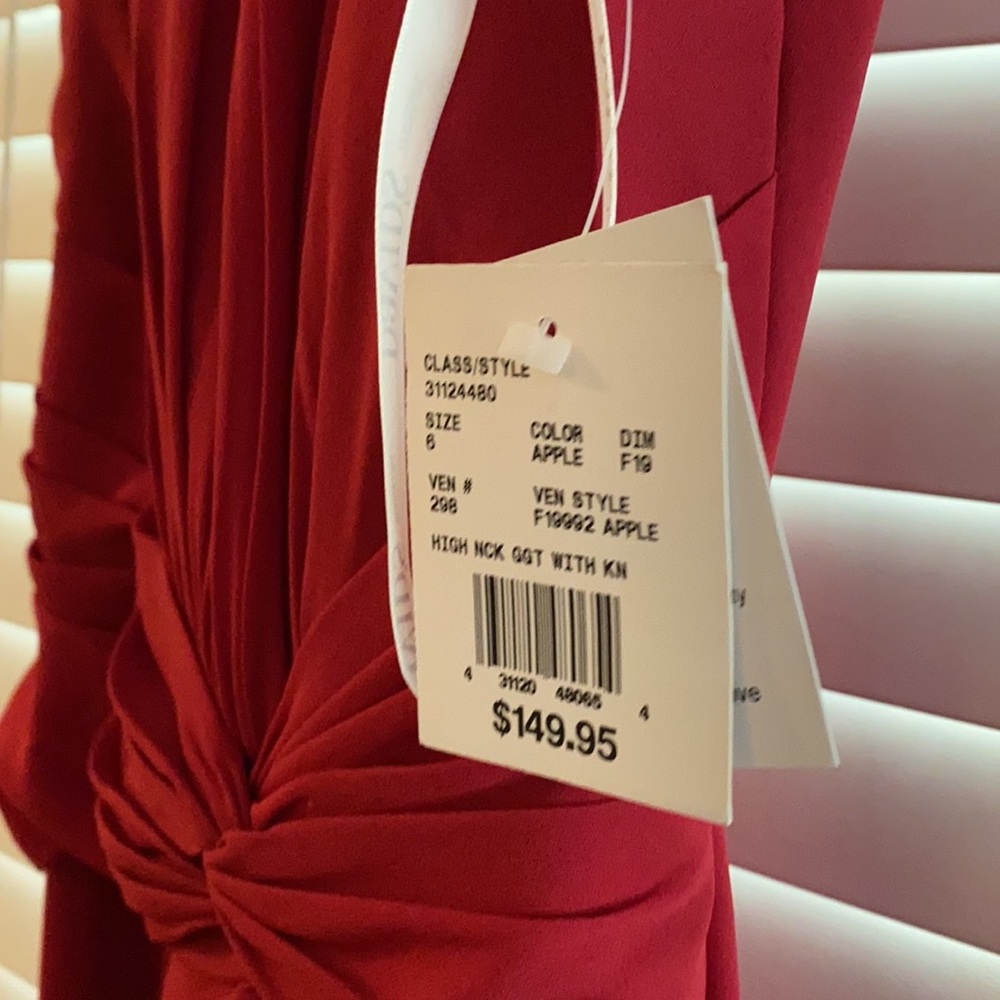 David’s bridal bridesmaid dress in apple.